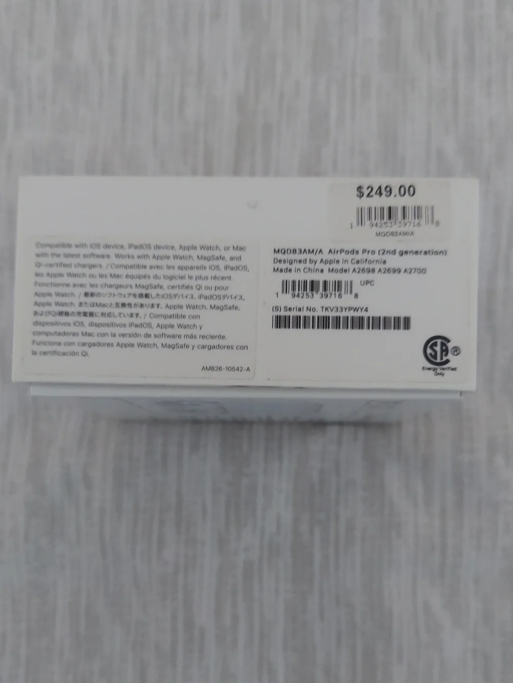 Empty Box Apple AirPods Pro White Packaging and Inserts 2nd Generation